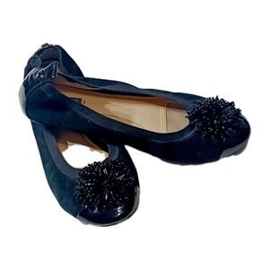 Alex Marie Women's Balletcore Black Suede And Patent Leather Flats Size 9M
